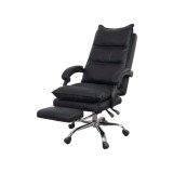Scaun directorial AB041, piele ecologica, robust, cadru cromat, spatar rabatabil, suport picioare,120 kg, negru
