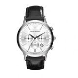 Ceas Emporio Armani Cronograf Baterie cu Curea din Piele Neagră