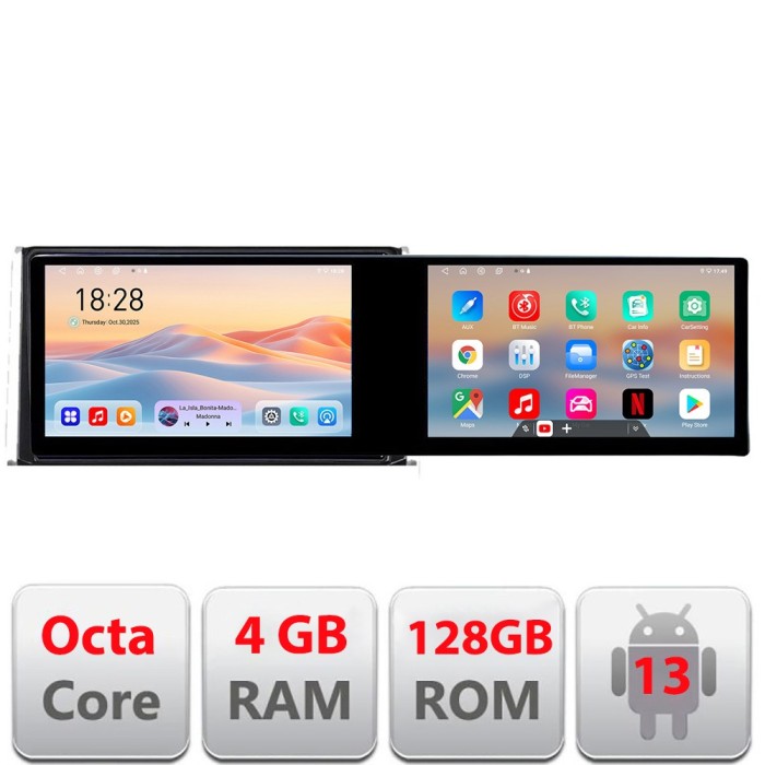 Navigatie Toyota Auris dupa 2017 Kit-Auris Edotec 2 ecrane 8 core 4+128 21.6 inch Incell android Wifi 5Ghz gps internet CarStore Technology