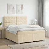 Cumpara ieftin Pat boxspring cu saltea cu headboard Crem 160 x 200 cm Tesatura