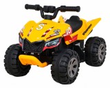 ATV Quad THE FASTEST Galben, off road, 70x43x44 cm, 6V/4,5Ah, 25W, capacitate 30 kg, buton viteza, Oem