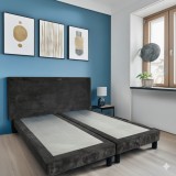 Pat Milano Premium din Lemn Masiv - 180&times;200 cm Negru / Pat