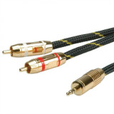 Cablu audio GOLD Jack 3.5mm Stereo la 2 x RCA ecranat T-T 2.5m, Roline 11.09.4273