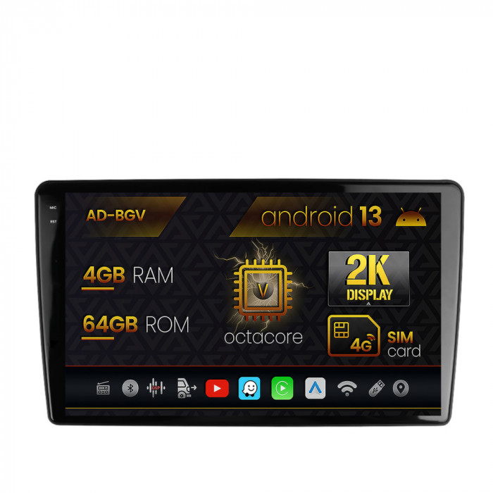 Navigatie Peugeot 307, Android 13, V-Octacore 4GB RAM + 64GB ROM, 9.5 Inch - AD-BGV9004+AD-BGRKIT266S