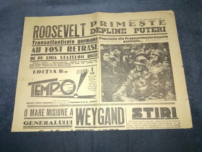 ZIARUL TEMPO 22 MARTIE 1939 foto