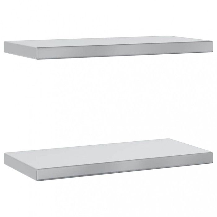 Rafturi de perete, 2 buc. 50x23,5x3 cm argintiu otel inoxidabil