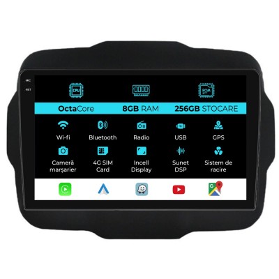 Navigatie Dedicata Jeep Renegade (2016-2020), 9Inch, 8Gb Ram, 256Gb Stocare, Carplay foto