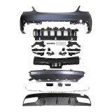 Set bara spate MERCEDES C-CLASS (W205), 01.2014-, cu / fara capac senzor parcare, cu ornament silvers, cu gauri senzori parcare; grunduit, de vopsit;