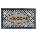 Covor intrare ConceptSeller&reg;, antiderapant, model Mozaic, dreptunghiular, material sintetic si cauciuc, cu mesajul &quot;WELCOME&quot;, Lungime x latime x grosi