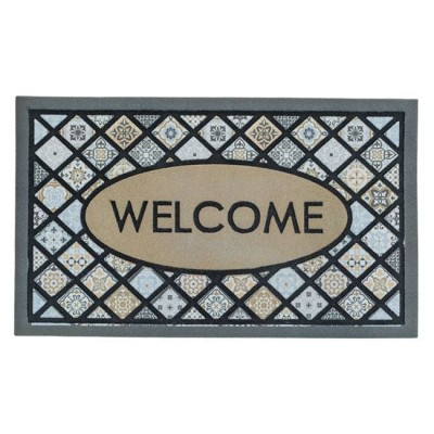 Covor intrare ConceptSeller&amp;reg;, antiderapant, model Mozaic, dreptunghiular, material sintetic si cauciuc, cu mesajul &amp;quot;WELCOME&amp;quot;, Lungime x latime x grosi foto