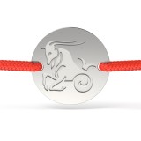Bratara din argint cu snur rosu model Capricorn, Atcom