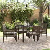 Cumpara ieftin Set de masă pentru grădină 5 pcs Maro 90 x 90 x 75 cm Poliratan