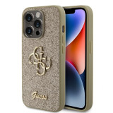 Cumpara ieftin Husa Guess PU Fixed Glitter 4G Metal Logo pentru iPhone 15 Pro Auriu