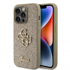 Husa Guess PU Fixed Glitter 4G Metal Logo pentru iPhone 15 Pro Auriu foto