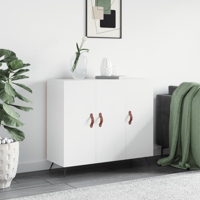 vidaXL Servantă, alb, 90x34x80 cm, lemn compozit