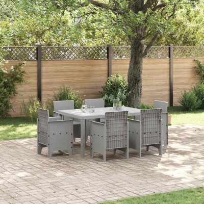 vidaXL Set de masă pentru grădină 7 pcs Gri deschis Ratan Polt 3378567 foto