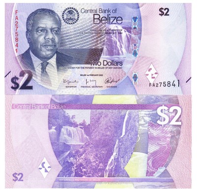 Belize 2 Dollars 2025 P-73 UNC foto