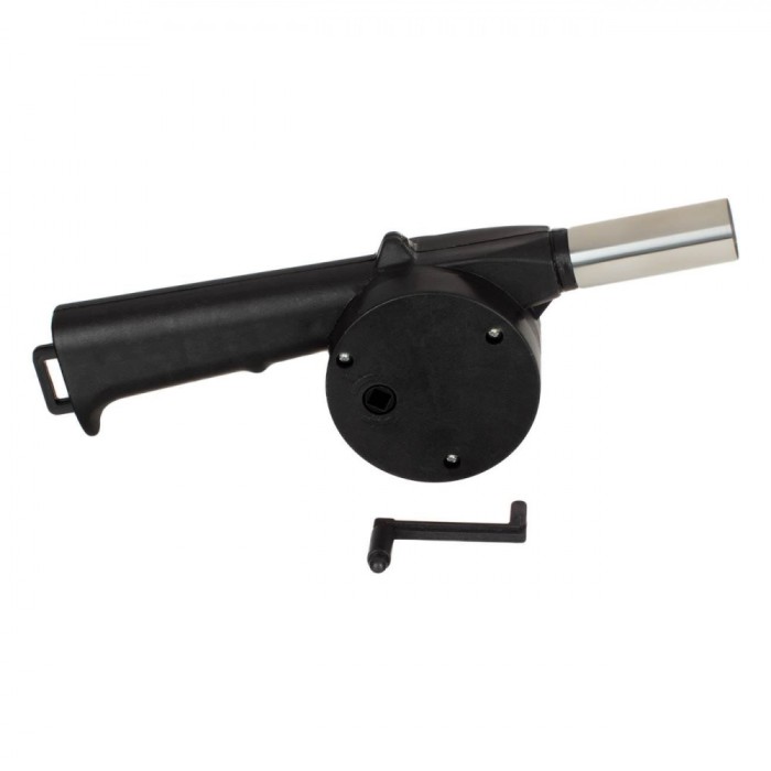 Suflator Manual pentru Foc, Plastic, M&acirc;ner Cu C&acirc;rlig, Negru, Lungime 26cm