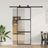 vidaXL Ușă glisantă cu set feronerie neagră 76x205cm sticlă securizată