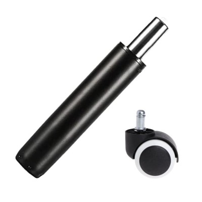 Set rotita universala cauciuc si cilindru piston, gaz, pentru scaune birou, negru, 35 cm foto