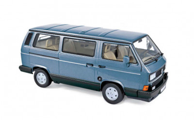 Macheta auto Volkswagen Multivan T3 albastru 1990, 1:18 Norev foto