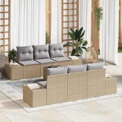 vidaXL Set de canapele pentru grădină 7 pcs Bej și gri 55 x 55 x 37 cm 3355619 foto