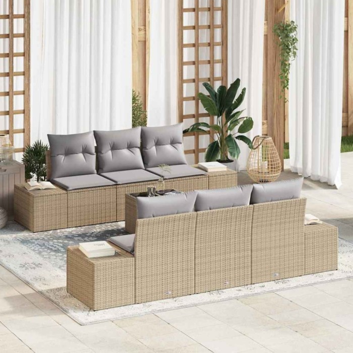 vidaXL Set de canapele pentru grădină 7 pcs Bej și gri 55 x 55 x 37 cm 3355619