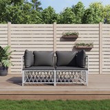 Gossi set mobilier de gradina, 2 piese, cu perne, alb, otel