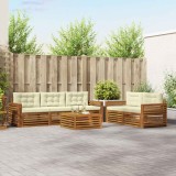 vidaXL Set de canapele de exterior cu pernă 6 pcs Natural și Crem 3373025