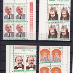 ROMANIA 1976 LP 907 ANIVERSARI I BLOCURI DE 4 TIMBRE MNH