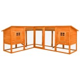 Cusca iepuri vidaXL exterior, 250x192x105cm, lemn brad, maro, 2 nivele, spatiu joaca, cotet rozatoare