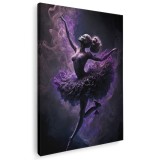 Tablou canvas balerina dansand in nuante mov, gri, negru 1072 Tablou canvas pe panza CU RAMA 70x100 cm