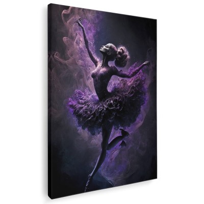 Tablou canvas balerina dansand in nuante mov, gri, negru 1072 Tablou canvas pe panza CU RAMA 60x80 cm foto