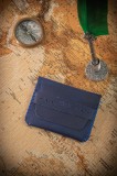 Cumpara ieftin Portcard din piele naturala, lucrat si cusut manual, Marcus, Handmade, Bleumarin, Produs in Romania, Elyk Creation