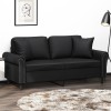 VidaXL Canapea cu 2 locuri cu pernuțe, negru, 140 cm, piele ecologică 3200930