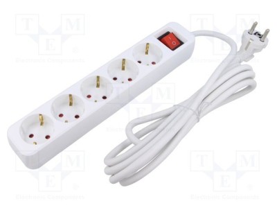 Prelungitor alimentare LANBERG 3m 5 prize Schuko 10A alb foto