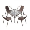 Set Mobilier Gradina 5 Piese Heinner Erzin, Otel si Rattan Sintetic, Masa 80x80 cm, Scaune Stivuite