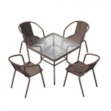 Cumpara ieftin Set mobilier gradina Heinner Erzin, 5 piese, otel si rattan sintetic, masa 80x80 cm, scaune 50x54x70 cm