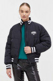 Tommy Jeans geaca bomber femei, culoarea negru, de iarna, oversize