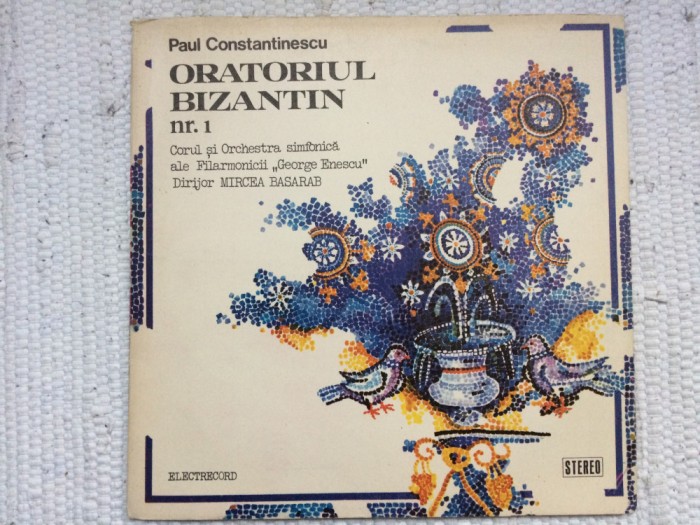 oratoriul bizantin corul si orchestra simfonica filarmonica george enescu 2 LP disc vinyl muzica clasica NM
