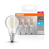 Set 3 becuri Led E14, 4W, 470 lumeni, lumina neutra(4000K), OSRAM&reg;