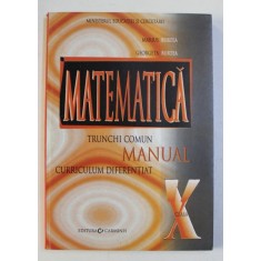 MATEMATICA - MANUAL PENTRU CLASA A X-A - TRUNCHI COMUN , CURRICULUM DIFERENTIAT de MARIUS BURTEA si GEORGETA BURTEA , 2005 , PREZINTA INSEMNARI