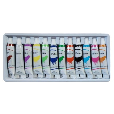 Acuarele tempera 12 culori 9 ml culoare water color foto