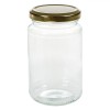 Borcan Sticlă, 350ml, Capac Metalic Auriu, Transparent, Oem