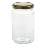 Borcan Sticlă, 350ml, Capac Metalic Auriu, Transparent, Oem