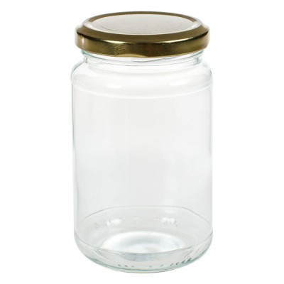 Borcan Sticlă, 350ml, Capac Metalic Auriu, Transparent foto