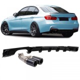 Difuzor spate lucios + teava dubla de evacuare neagra, potrivit pentru BMW F30 F31 316i 318i 320i Performance AutoTuning