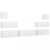 Cumpara ieftin Set dulapuri TV, 7 piese, alb, lemn prelucrat