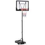 HOMCOM Cos de baschet cu inaltime reglabila 160-210 cm, structura din otel si baza cu roti, panou transparent din PE | Aosom Romania