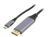 Adaptor USB 3.0 la DisplayPort și USB-C, 1.8m, Negru